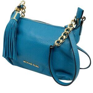 MICHAEL KORS~Weston Small Messenger~TURQUOISE BLUE PEBBLED LEATHER CROSSBODY BAG